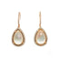 Rose gold teardrop earrings with mother-of-pearl and diamond halo from Radiant Rainbow Crystal collection in Greater Boston area