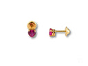 Radiant Ruby: 18k gold earrings with ruby-red CZ heart studs