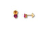 Gold stud earrings with ruby-red CZ heart-shaped stones in high-quality 18k gold