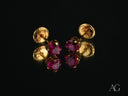 Radiant Ruby 18k gold earrings with ruby-red CZ heart studs