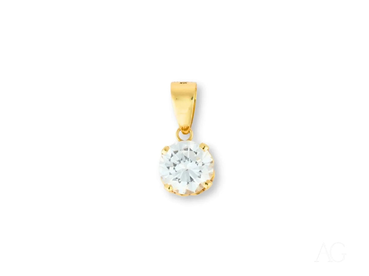 Radiant solitaire pendant with round brilliant-cut diamond and gold bail