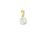 Radiant solitaire pendant with round brilliant-cut diamond and gold bail