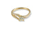 Radiant Vow Engagement Ring with a round diamond center and pavé diamonds in 18k yellow gold split shank design