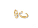 Radiate Love Mini Hoops in 18k yellow gold with CZ gems