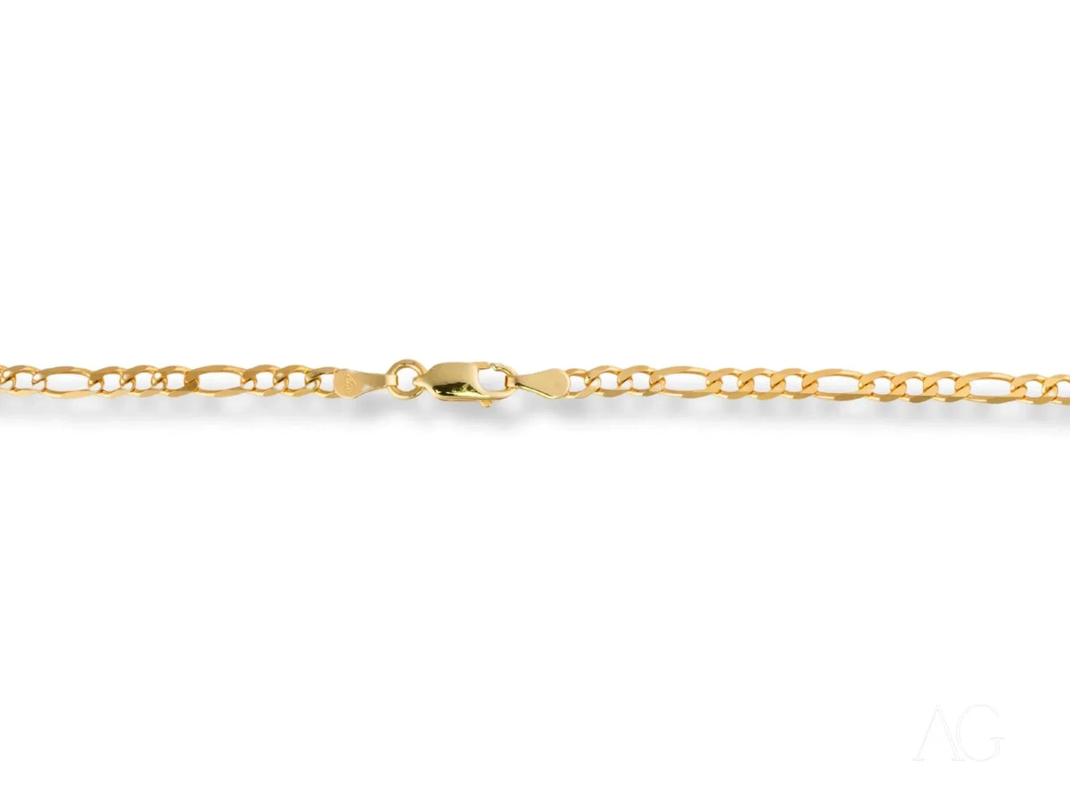Shiny 18K yellow gold Figaro chain with lobster clasp, Regal Prestige