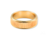 Regal Ridge gold wedding band with vertical ridging, classic fit