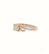Romantic 18k Rose Gold Diamond Ring with Pave Accents