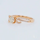 18k rose gold Romantic diamond engagement ring with pave band