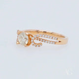 18k rose gold Romantic diamond engagement ring with pave band