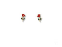 Rosé Charm: 18k gold delicate rose stud earrings with blooming charm