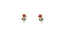 Red rose stud earrings with green stems and gold accents showcasing a blooming charm