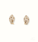 Pair of pavé-set rose gold champagne diamond earrings in marquise shape