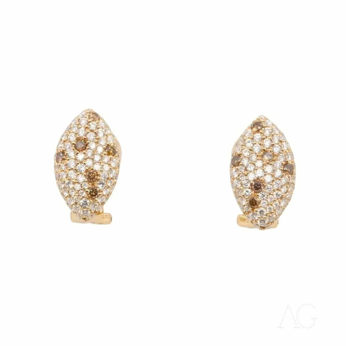 Rose gold champagne diamond earrings in 18k pavé-set marquise design