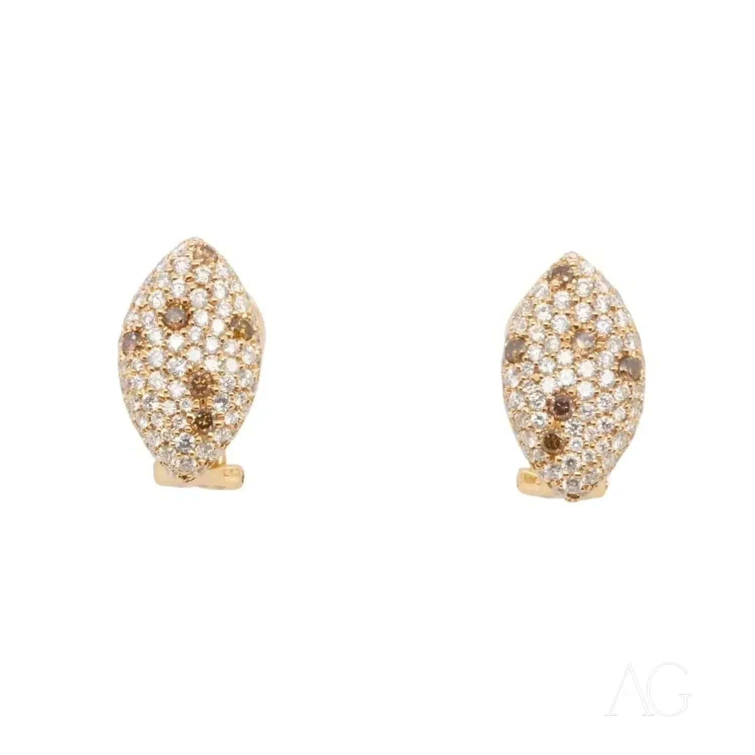 Rose gold champagne diamond earrings in 18k pavé-set marquise design