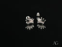 18K white gold crown earrings with clear gemstone studs