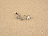 Royal Spark 18K white gold crown earrings with CZ accents