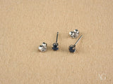 Elegant 18k white gold sapphire earrings with round blue studs
