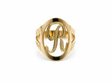 Gold Letter Signet Ring in 14K or 18K Solid Gold