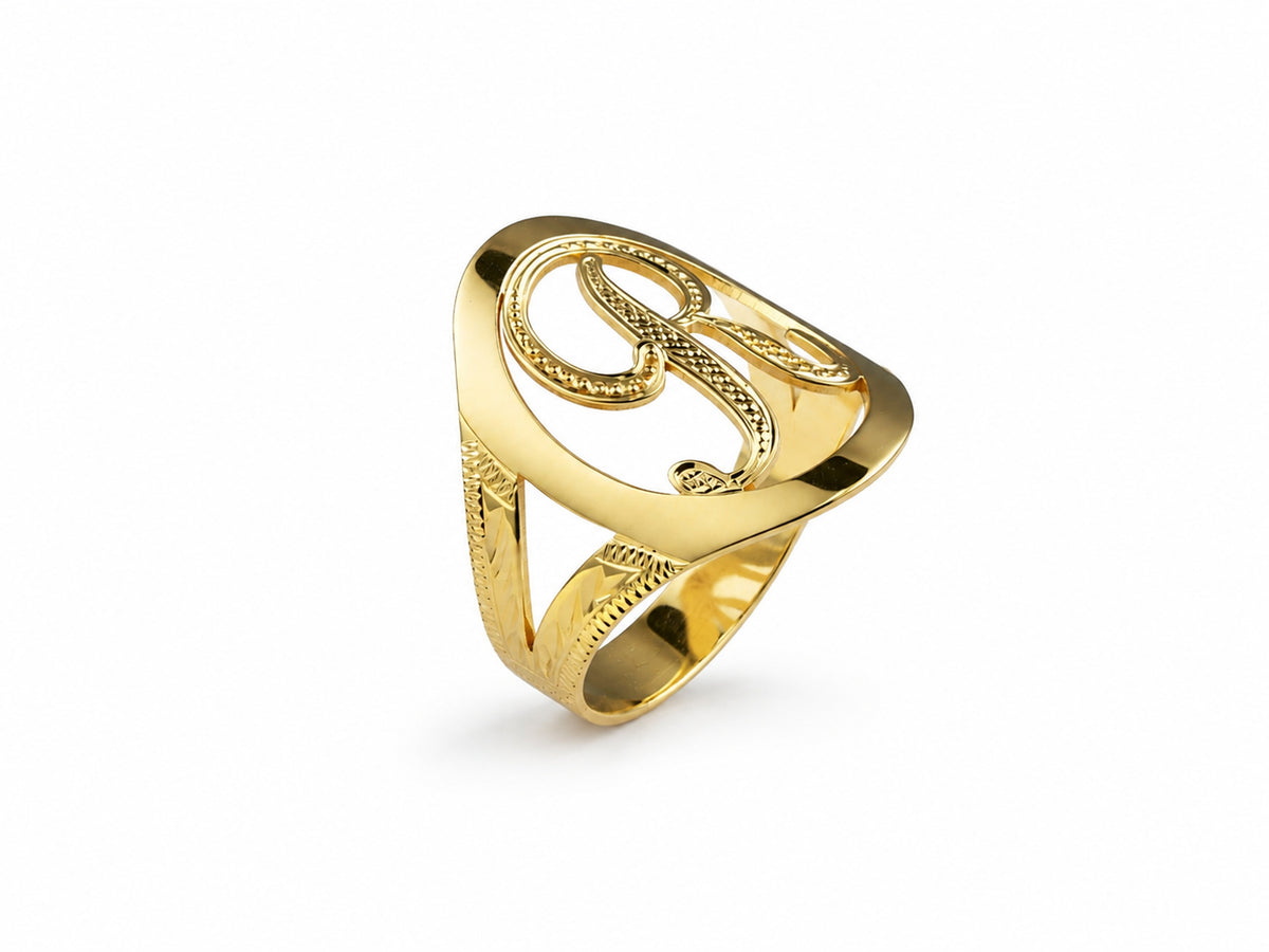 Gold Letter Signet Ring in 14K or 18K Solid Gold