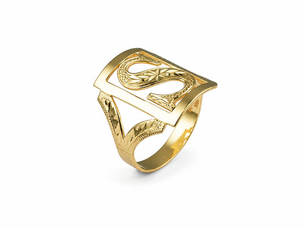 Gold Letter Signet Ring in 14K or 18K Solid Gold