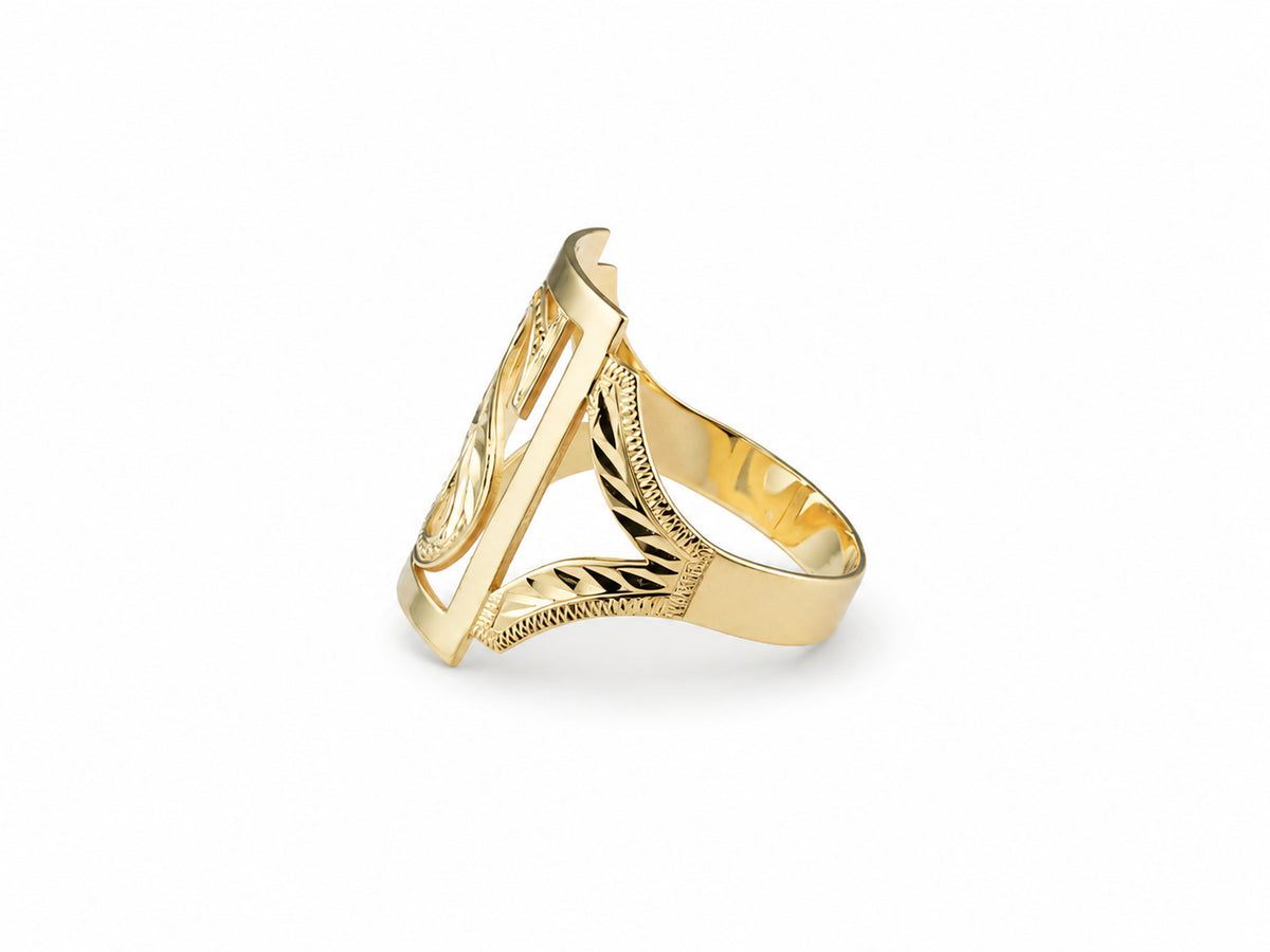 Gold Letter Signet Ring in 14K or 18K Solid Gold