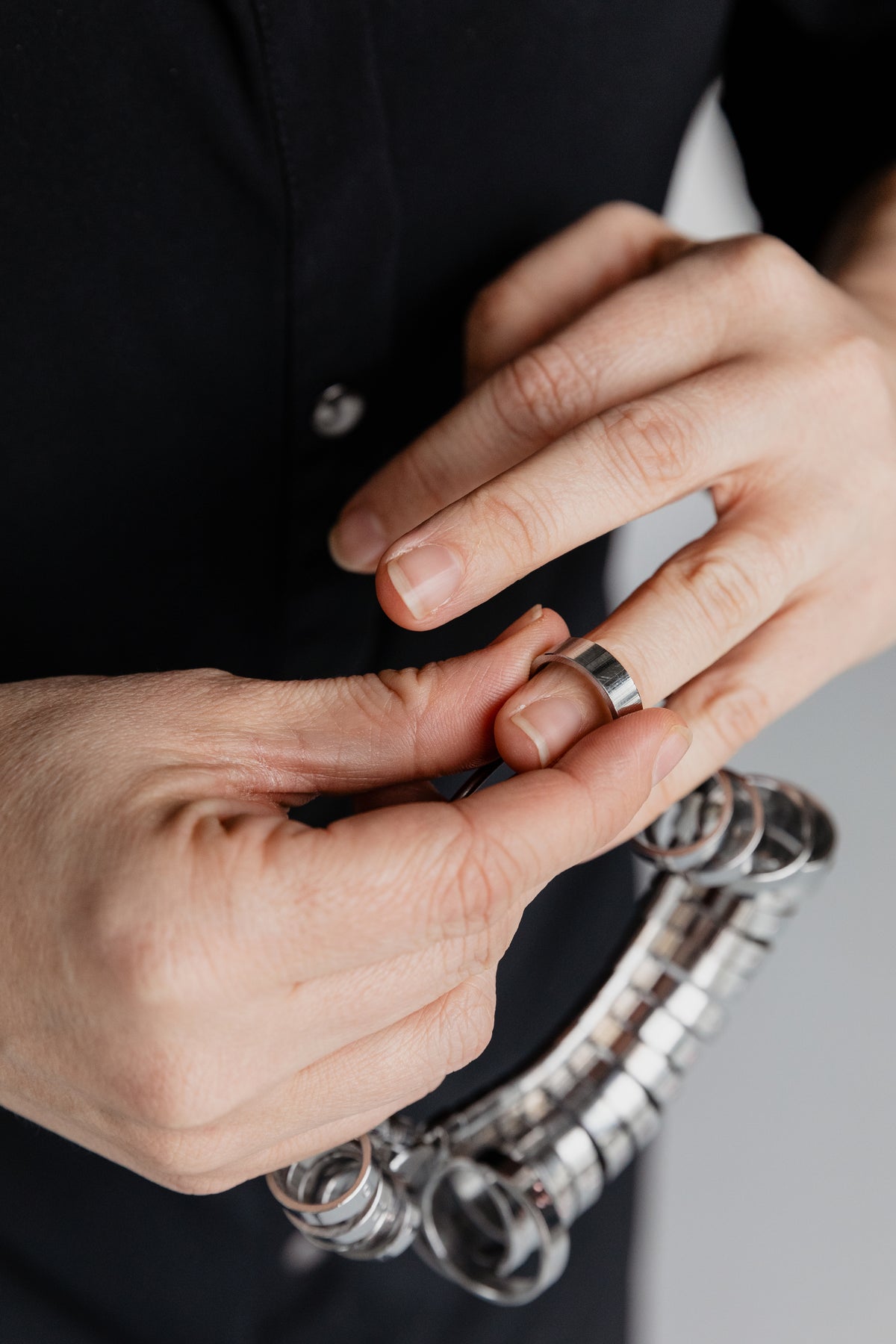 A fine jewelry piece shown in close detail, photographed for sizing reference.