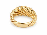 18K yellow gold diamond ring — alternate 45-degree angle showing twisted gold band and diamond strip