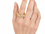 18K yellow gold diamond ring — lifestyle view on hand showing how it sits when worn