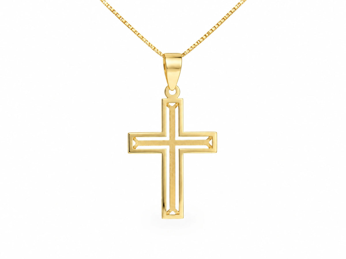 18K Gold Openwork Cross Pendant