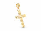 18K Gold Openwork Cross Pendant, L size, angled side view showing the cut-through depth of the openwork