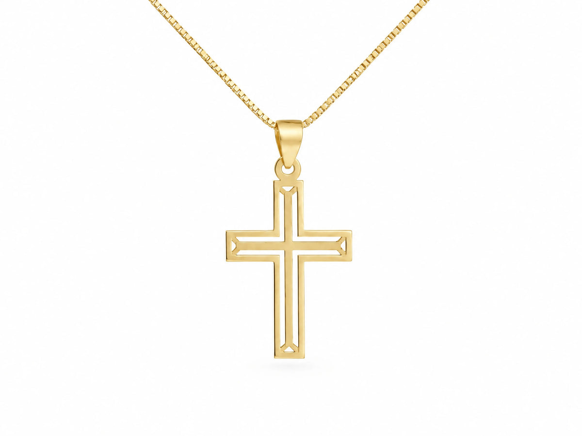 18K Gold Openwork Cross Pendant