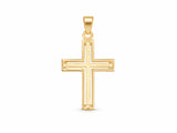18K Gold Openwork Cross Pendant, M size, front view showing the openwork pierced design and polished frame