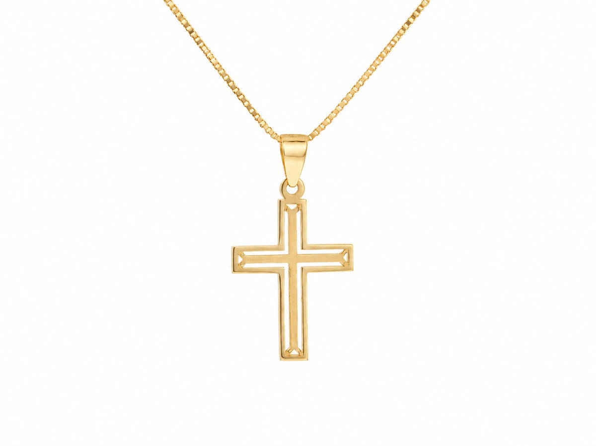 18K Gold Openwork Cross Pendant