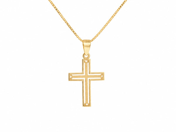 18K Gold Openwork Cross Pendant