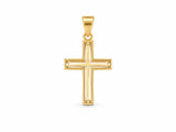 18K Gold Openwork Cross Pendant, S size, front view showing the openwork pierced design and polished frame