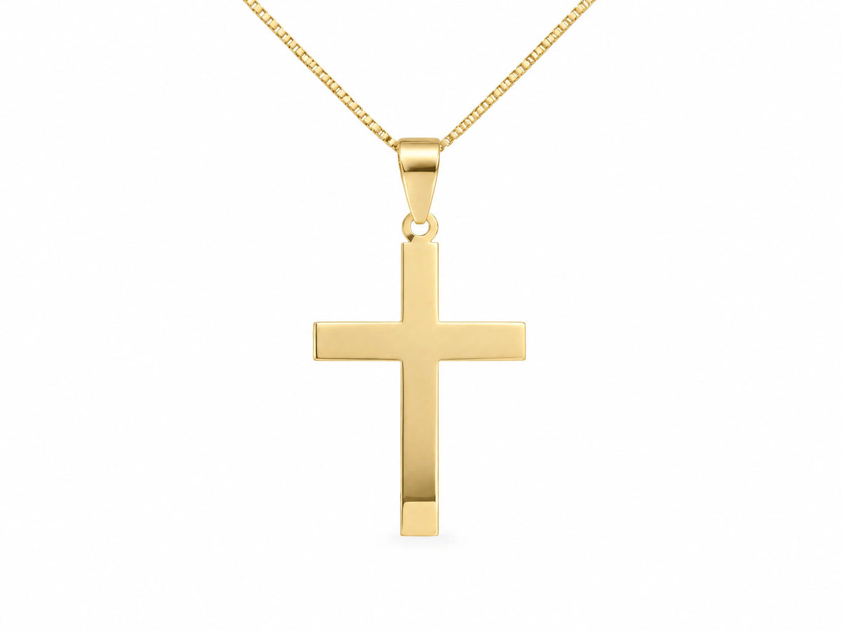 18K Gold Smooth Cross Pendant