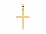 18K Gold Smooth Cross Pendant, L size, front view showing the plain polished surface