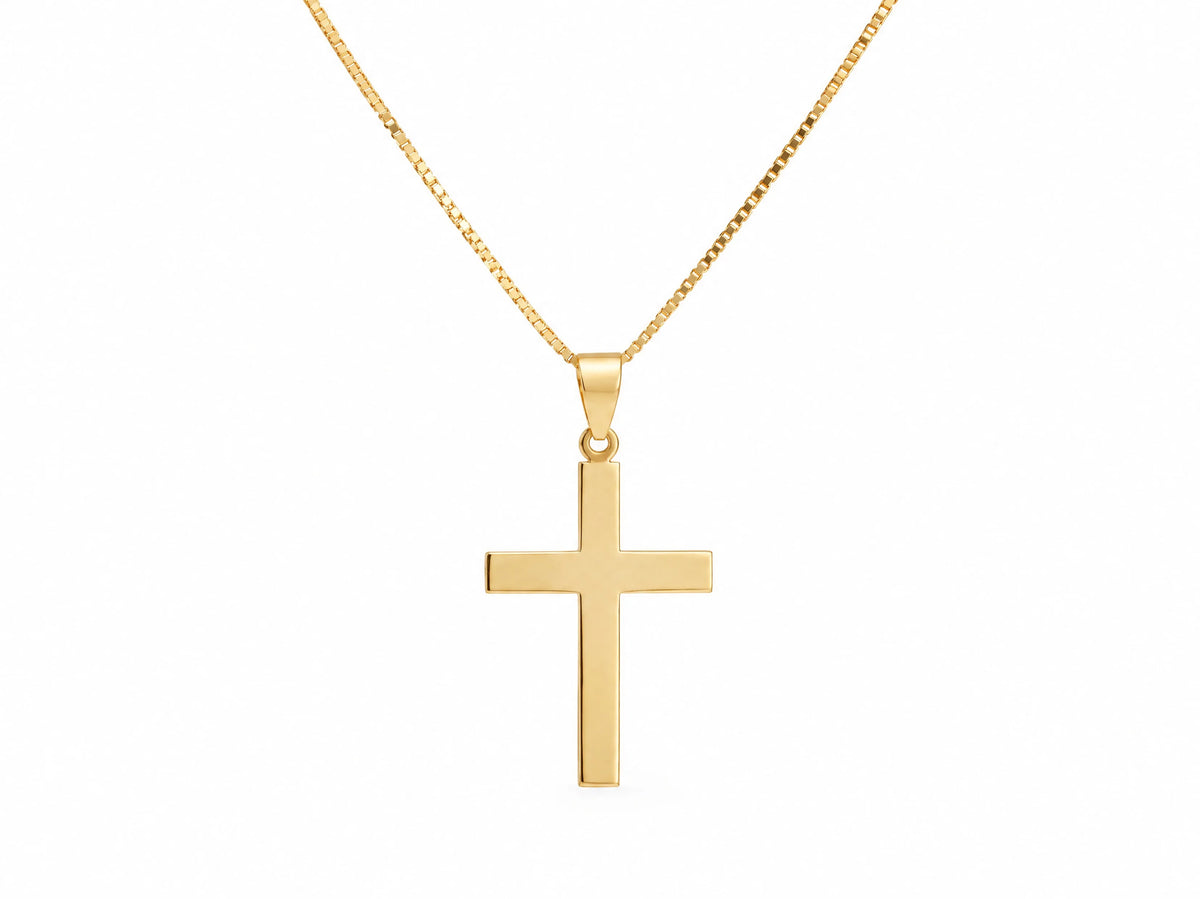 18K Gold Smooth Cross Pendant