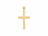 18K Gold Smooth Cross Pendant, M size, front view showing the plain polished surface