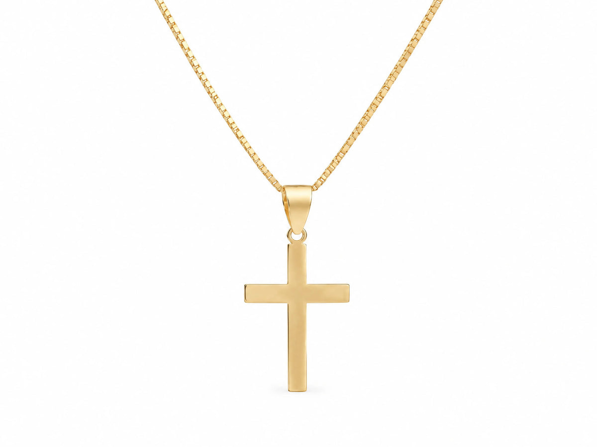 18K Gold Smooth Cross Pendant
