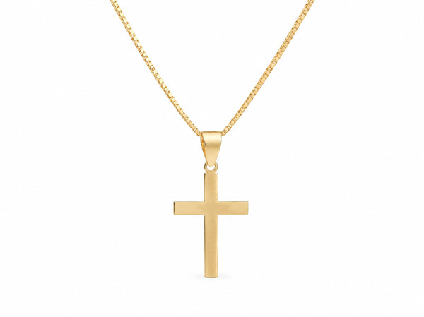 18K Gold Smooth Cross Pendant