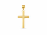 18K Gold Smooth Cross Pendant, S size, front view showing the plain polished surface
