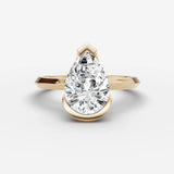 Demi pear diamond setting in gold, front view