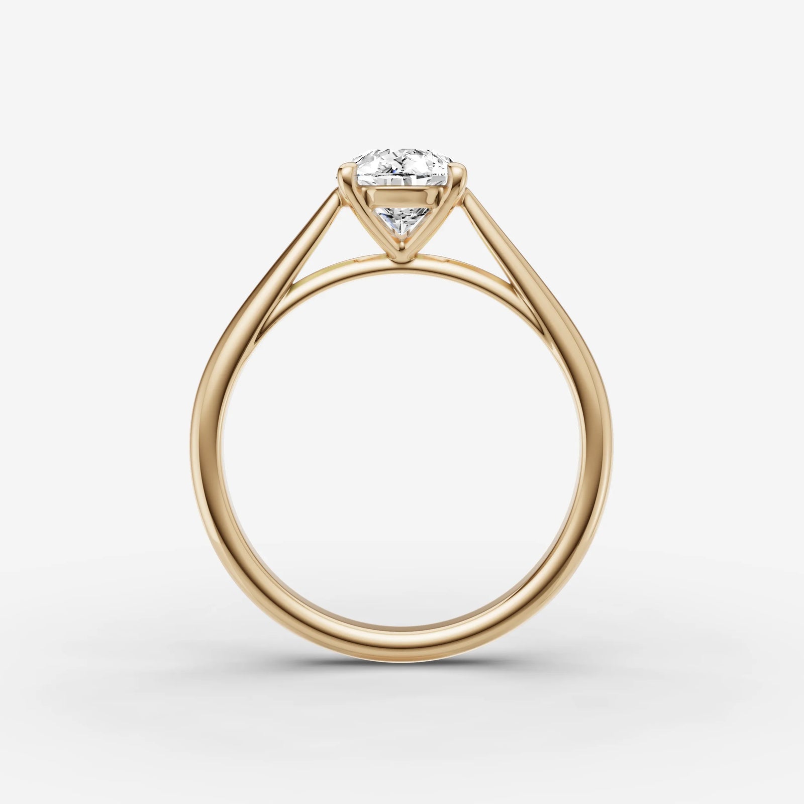 Cathedrale pear diamond setting in gold, profile angle