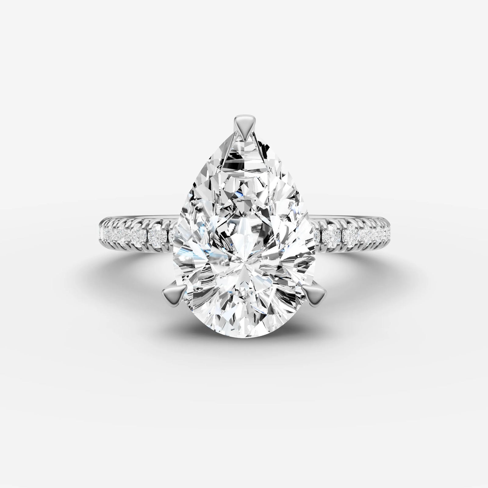 Mystere Etoile pear diamond setting in gold, view 14