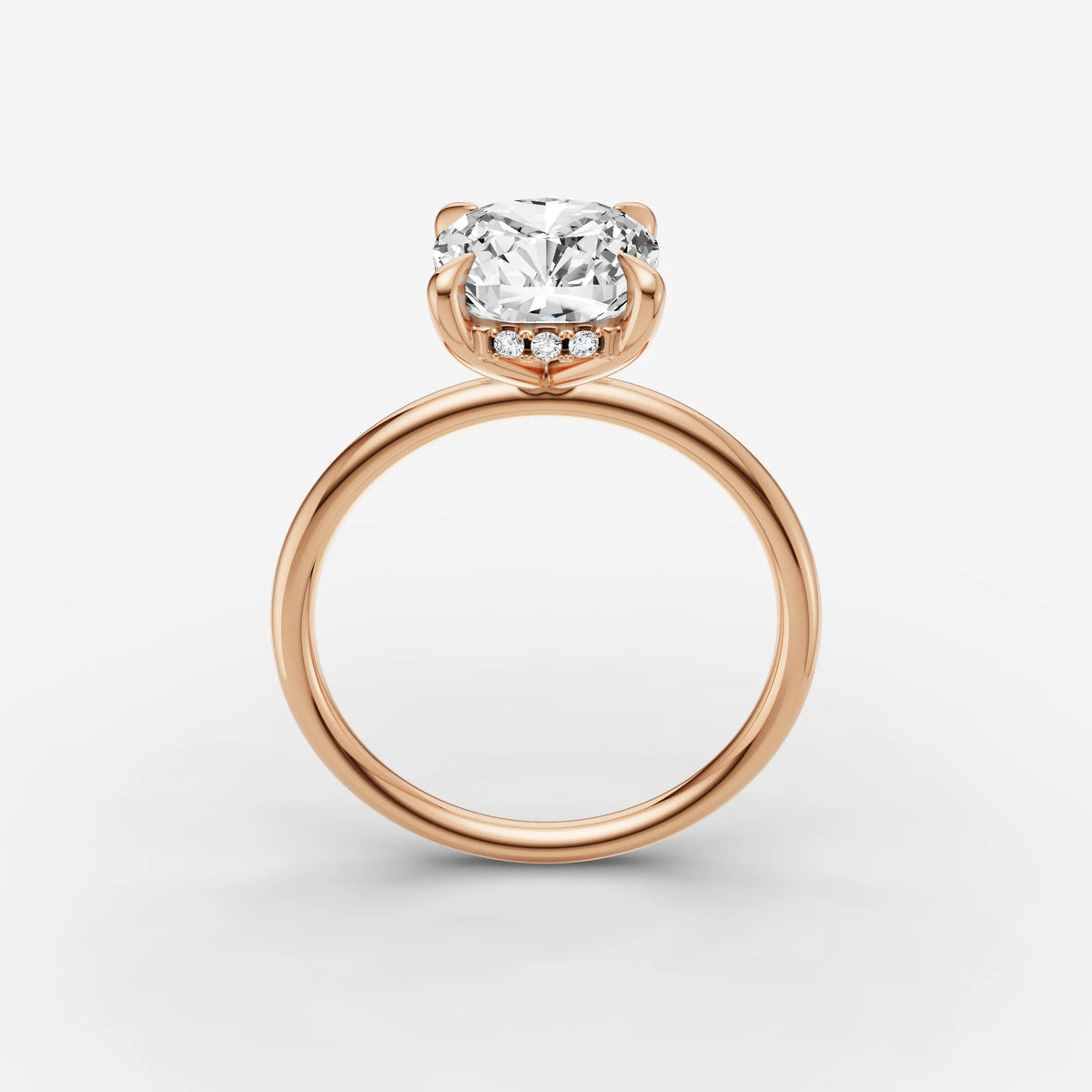 Mystere cushion diamond setting in gold, view 9
