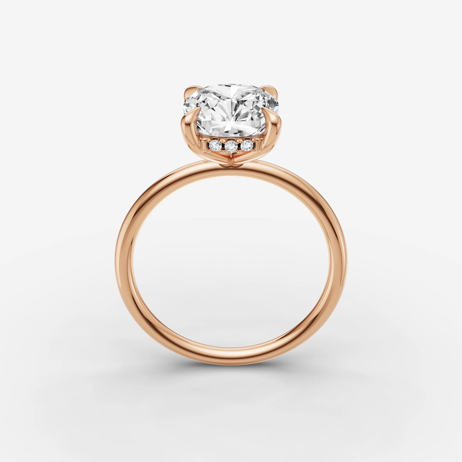 Mystere cushion diamond setting in gold, view 9