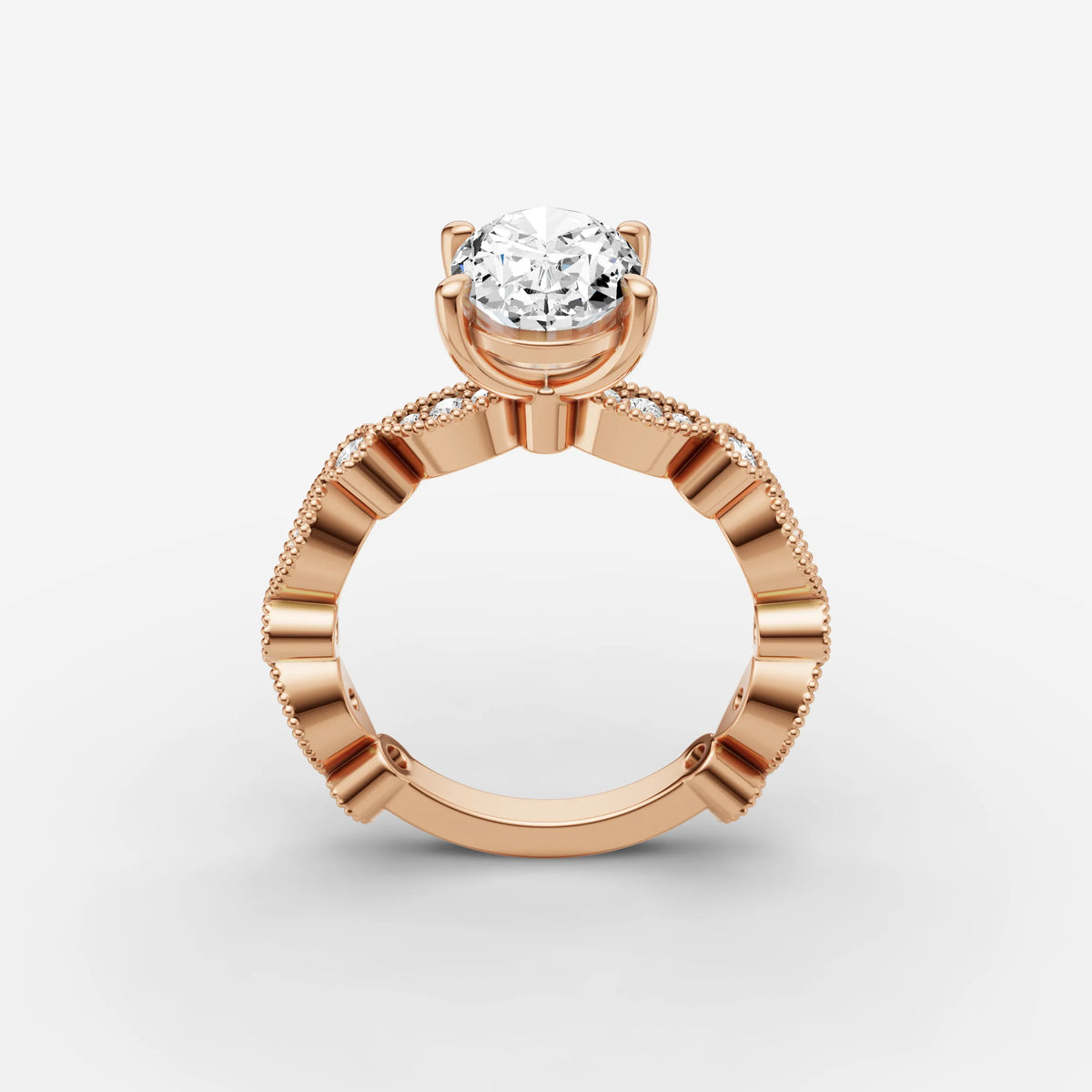 Heritage oval diamond setting in gold, view 9