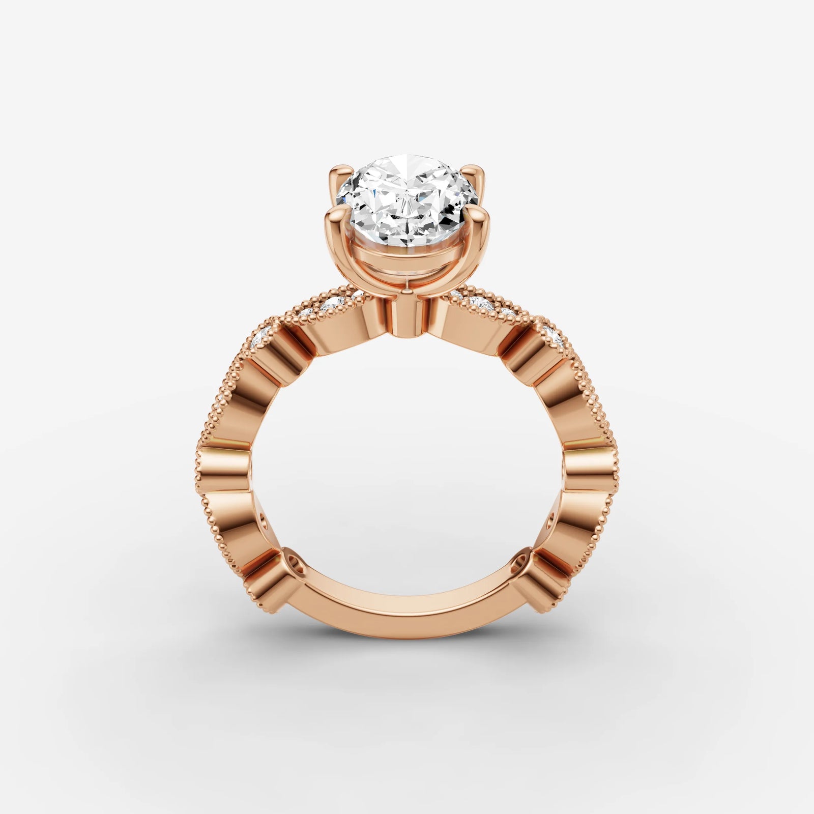 Heritage oval diamond setting in gold, view 9