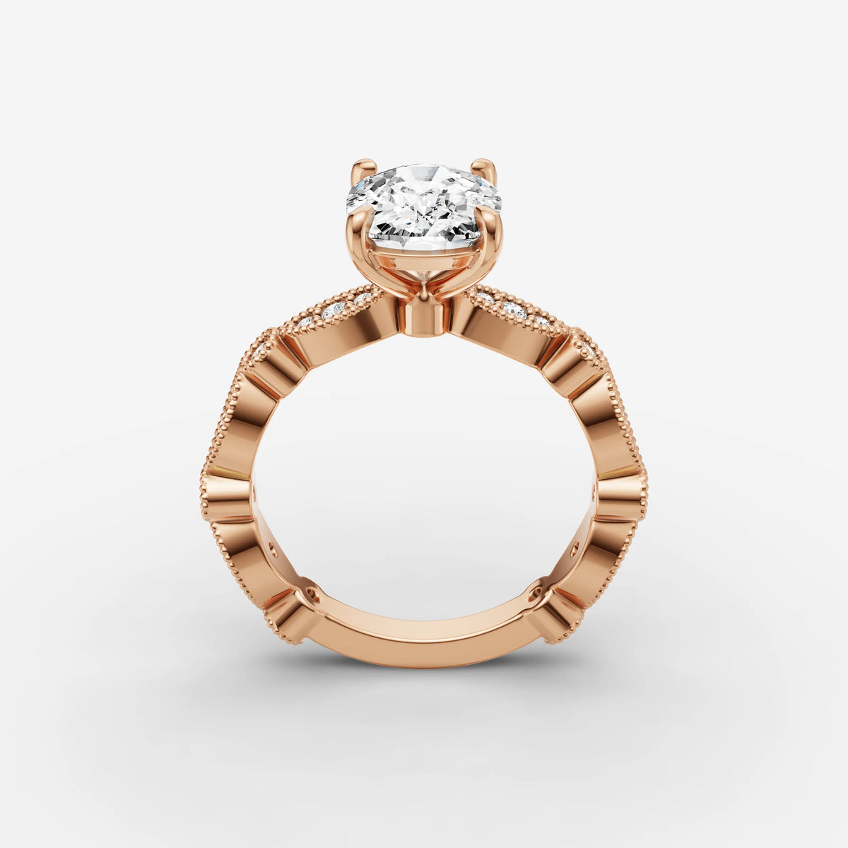 Heritage elongated cushion diamond setting in gold, view 9